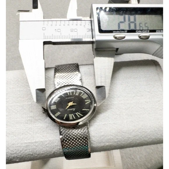 Vtg Fantasia Womens Swiss Movement Watch Silver Tone 28mm Black Oval Dial 1970's - Picture 10 of 10